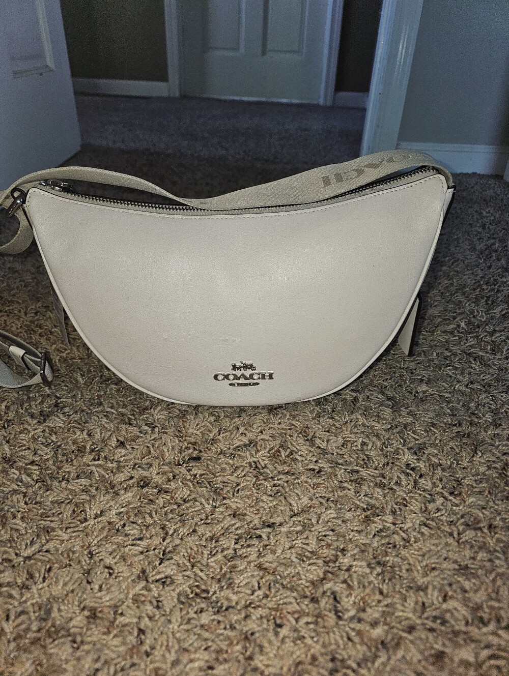 Coach Pace White Crescent Crossbody Bag